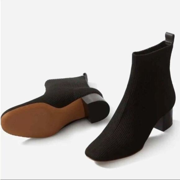 EVERLANE The Ankle Glove Boot in ReKnit Black Pull On Stretch Size 8.5 - Picture 2 of 7